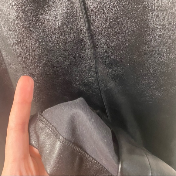 BOA Because of Alice Faux Leather Wide Leg Black Trousers Size Large - Picture 5 of 7